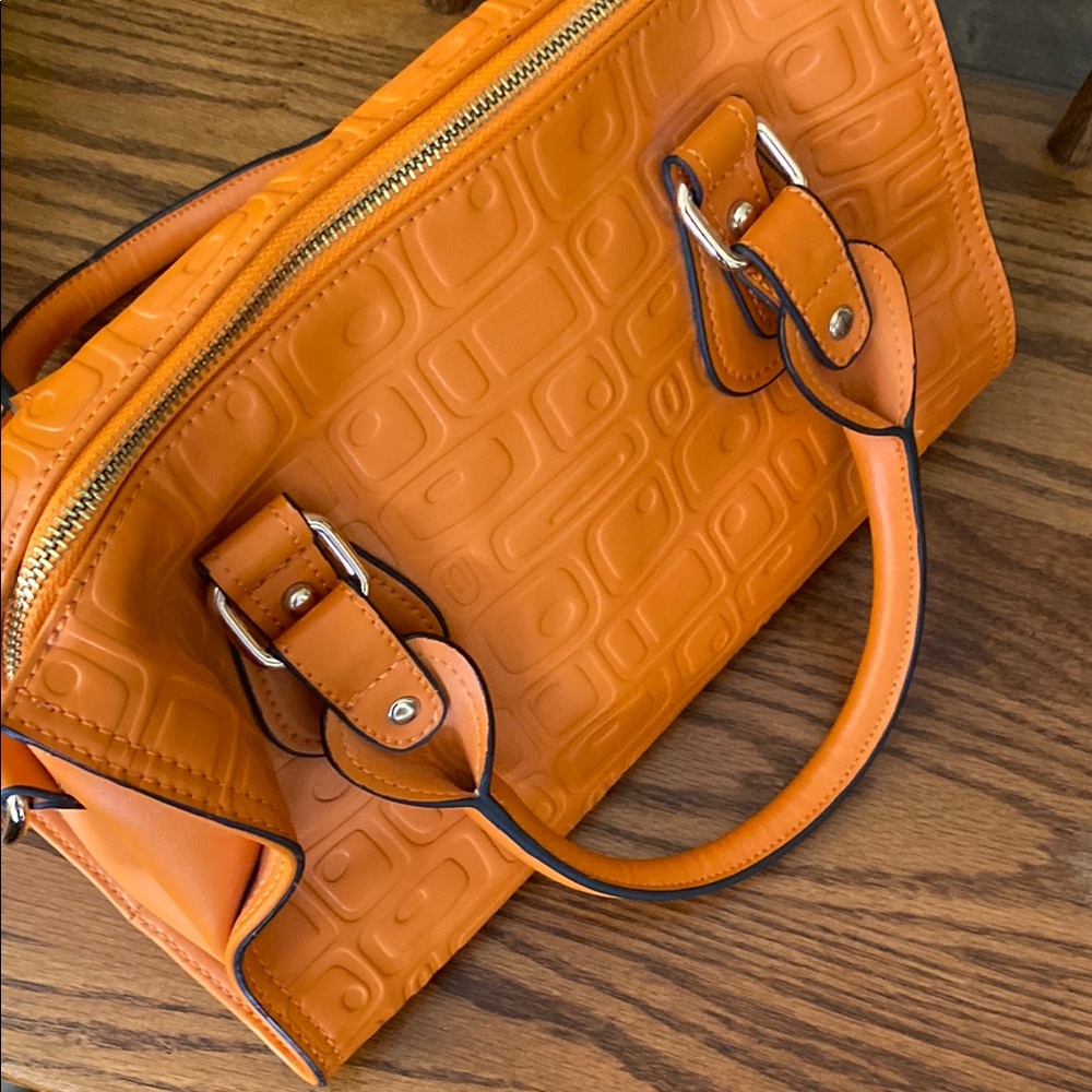 Orange Embossed Handbag